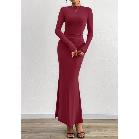Women Bodycon Maxi Dress Formal Red - Picture 4 of 6
